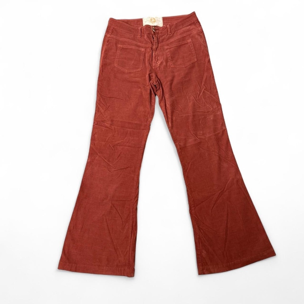womens Bella Dahl brick‎ red corduroy flare pants with a boho vibe size 30 y2k
